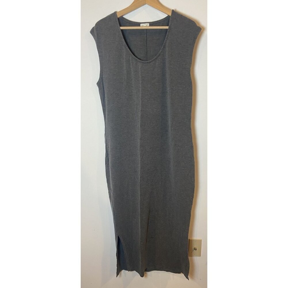 Garnet Hill Cap Sleeve Knit Midi Dress Gray Size Large L